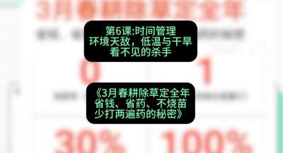 第6节：时间管理环境天敌，低温与干旱&mdash;&mdash;看不见的杀手，课程：《3月春耕除草定全年：省钱、省药、不烧苗、少打两遍药的秘密》